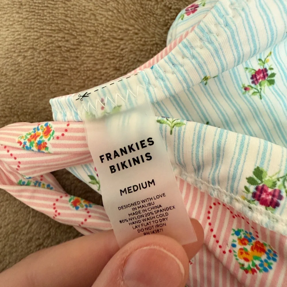 Frankie's Bikinis Reversible, Pink and Mint Floral Set